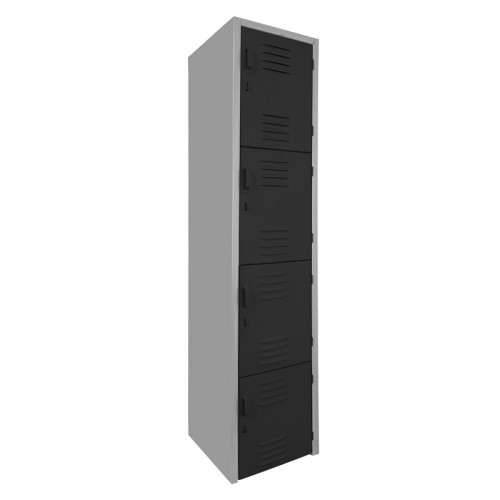 Locker metálico dual grande - 4 puertas negro